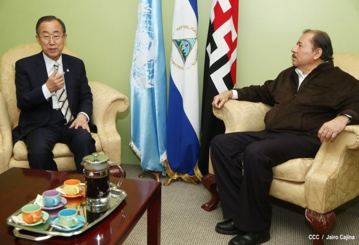 Presidente Daniel y Compañera Rosario reciben a Secretario General ONU