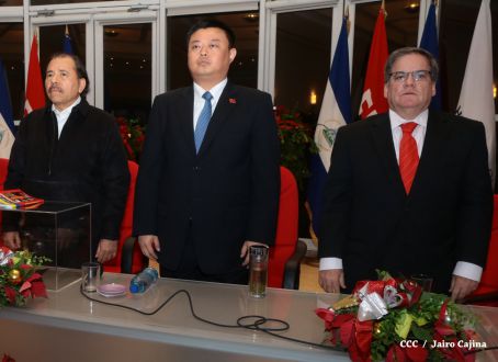 Daniel y Rosario celebran junto a Wang Jing inicio de Obras del Gran Canal por Nicaragua
