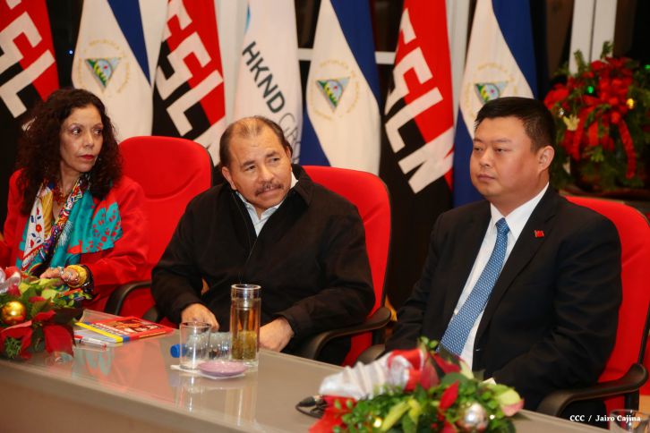 Daniel y Rosario celebran junto a Wang Jing inicio de Obras del Gran Canal por Nicaragua
