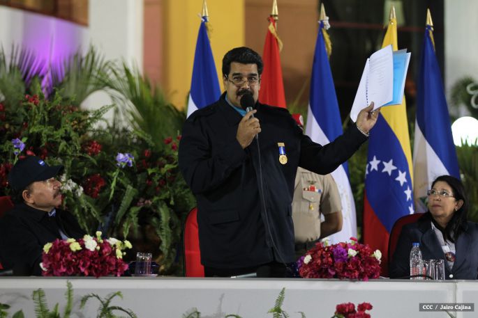 Nicaragua ratifica su respaldo a Venezuela y su presidente Nicolás Maduro