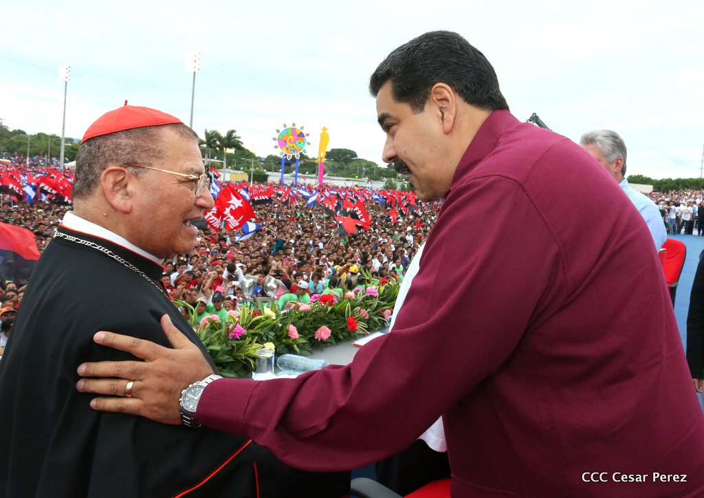 Cardenal Miguel Obando y Presidente Nicol&aacute;s Maduro